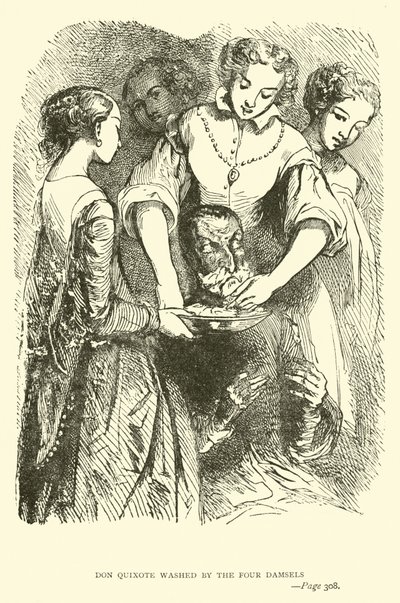 Don Quichotte lavé par les quatre demoiselles - John Gilbert